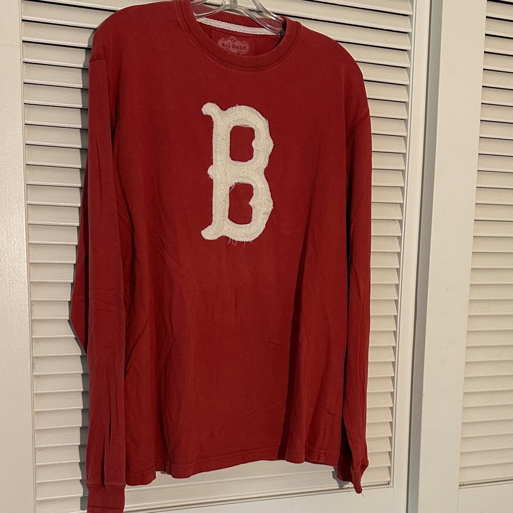 Red Jacket Red Long Sleeve Crewneck with Boston “B” Logo
